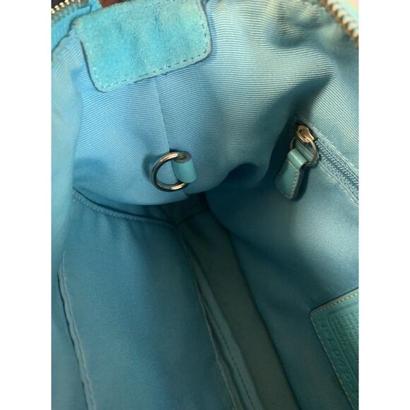 Coach East West Duffle Soho Shoulder Bag Hand Signature blue Leather 9363 Used - Picture 10 of 12